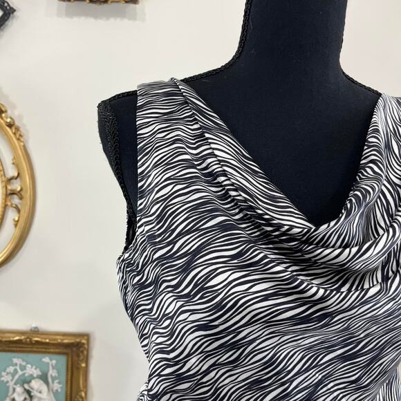 Vintage Y2K Intermix Zebra Print Silk Cowl Neck Sleeveless Top silk size xs - Picture 2 of 6